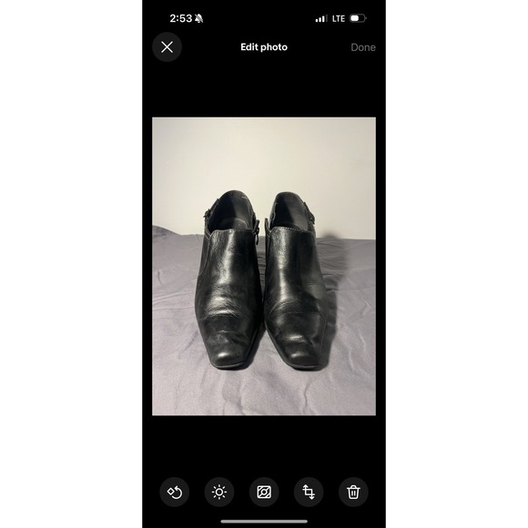 Women's 9 Black Block Dress Heel Booties Square Toe Liz Claiborne Zipper Buckle - Picture 9 of 9